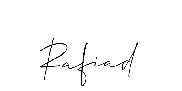 Use a signature maker to create a handwritten signature online. With this signature software, you can design (Allison_Script) your own signature for name Rafiad. Rafiad signature style 2 images and pictures png