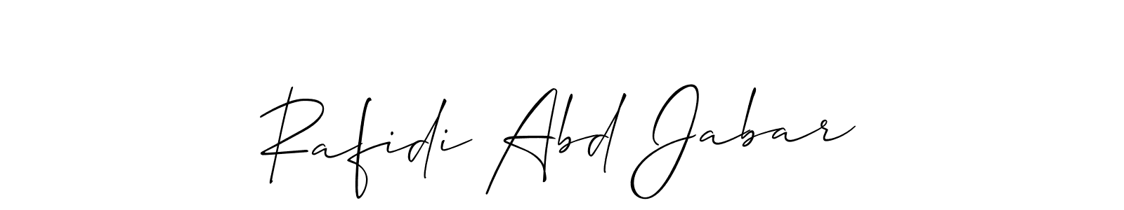 The best way (Allison_Script) to make a short signature is to pick only two or three words in your name. The name Rafidi Abd Jabar include a total of six letters. For converting this name. Rafidi Abd Jabar signature style 2 images and pictures png