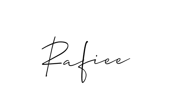 Use a signature maker to create a handwritten signature online. With this signature software, you can design (Allison_Script) your own signature for name Rafiee. Rafiee signature style 2 images and pictures png
