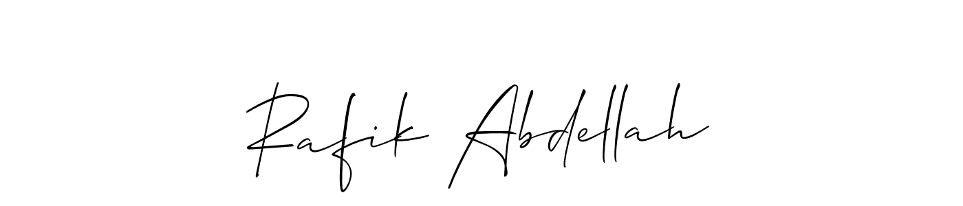 Design your own signature with our free online signature maker. With this signature software, you can create a handwritten (Allison_Script) signature for name Rafik Abdellah. Rafik Abdellah signature style 2 images and pictures png