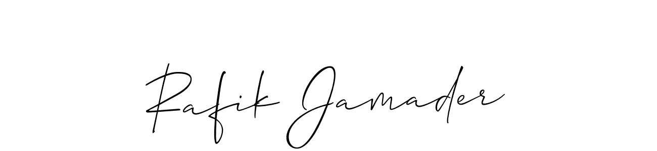 You should practise on your own different ways (Allison_Script) to write your name (Rafik Jamader) in signature. don't let someone else do it for you. Rafik Jamader signature style 2 images and pictures png