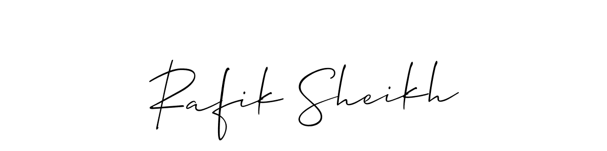 Allison_Script is a professional signature style that is perfect for those who want to add a touch of class to their signature. It is also a great choice for those who want to make their signature more unique. Get Rafik Sheikh name to fancy signature for free. Rafik Sheikh signature style 2 images and pictures png