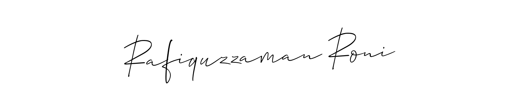 Create a beautiful signature design for name Rafiquzzaman Roni. With this signature (Allison_Script) fonts, you can make a handwritten signature for free. Rafiquzzaman Roni signature style 2 images and pictures png