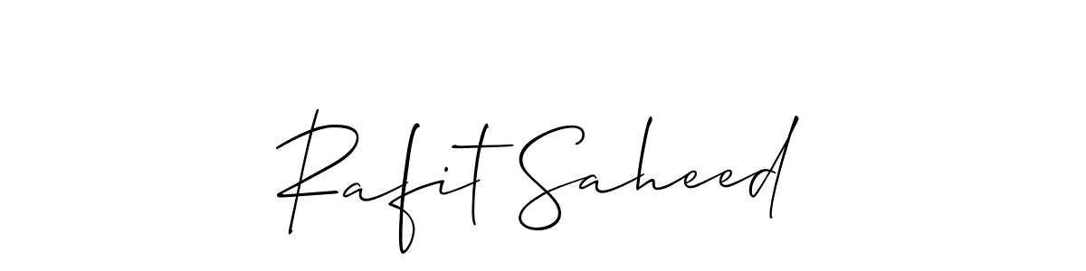 The best way (Allison_Script) to make a short signature is to pick only two or three words in your name. The name Rafit Saheed include a total of six letters. For converting this name. Rafit Saheed signature style 2 images and pictures png