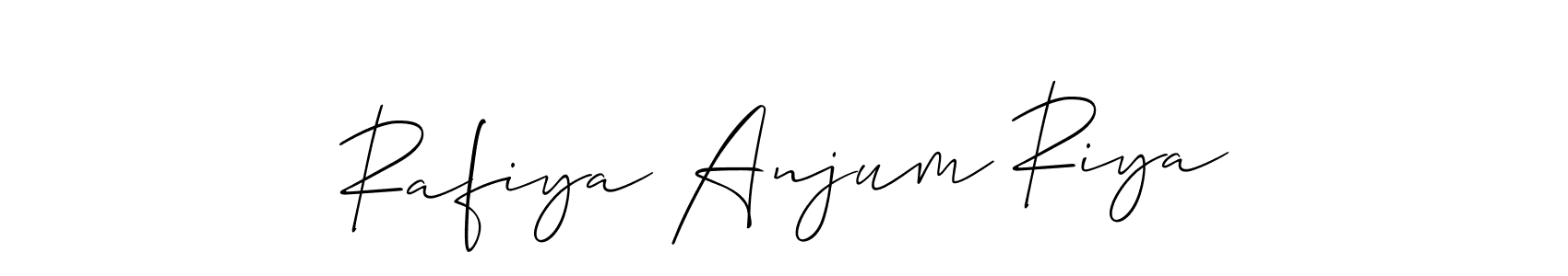 How to make Rafiya Anjum Riya name signature. Use Allison_Script style for creating short signs online. This is the latest handwritten sign. Rafiya Anjum Riya signature style 2 images and pictures png