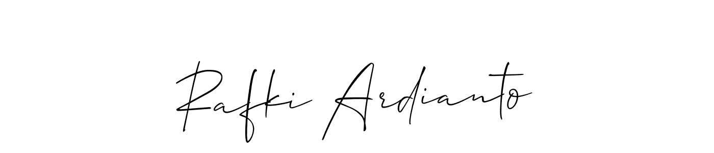 Rafki Ardianto stylish signature style. Best Handwritten Sign (Allison_Script) for my name. Handwritten Signature Collection Ideas for my name Rafki Ardianto. Rafki Ardianto signature style 2 images and pictures png