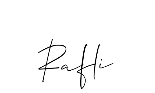 Design your own signature with our free online signature maker. With this signature software, you can create a handwritten (Allison_Script) signature for name Rafli. Rafli signature style 2 images and pictures png