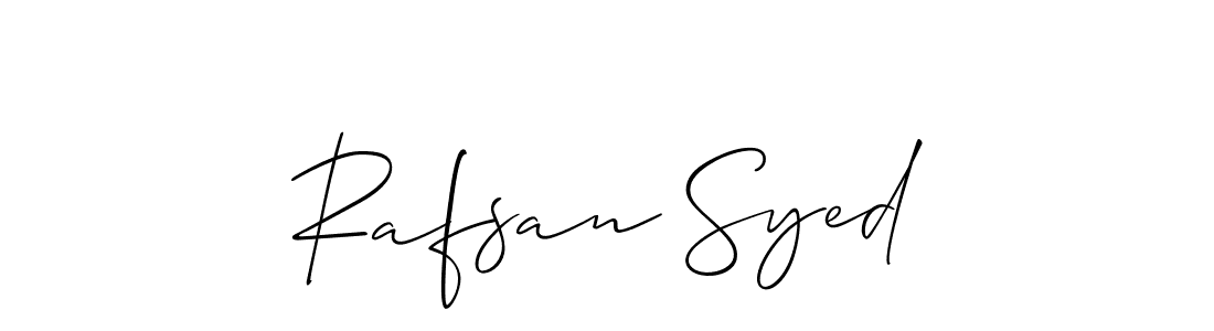 Create a beautiful signature design for name Rafsan Syed. With this signature (Allison_Script) fonts, you can make a handwritten signature for free. Rafsan Syed signature style 2 images and pictures png