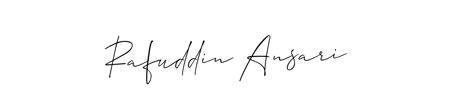 This is the best signature style for the Rafuddin Ansari name. Also you like these signature font (Allison_Script). Mix name signature. Rafuddin Ansari signature style 2 images and pictures png