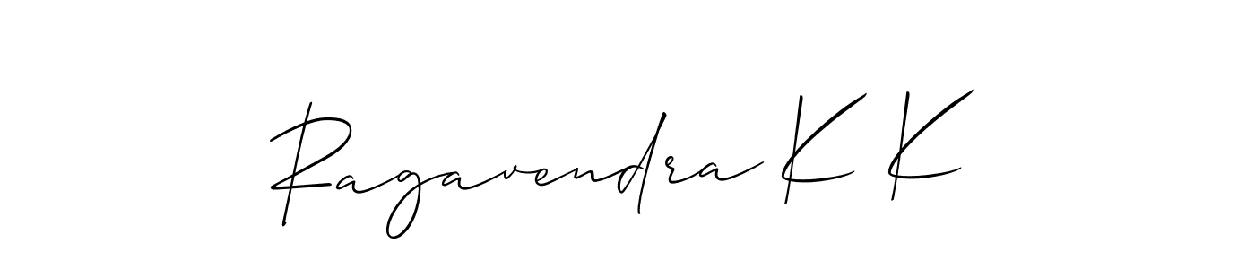 Create a beautiful signature design for name Ragavendra K K. With this signature (Allison_Script) fonts, you can make a handwritten signature for free. Ragavendra K K signature style 2 images and pictures png