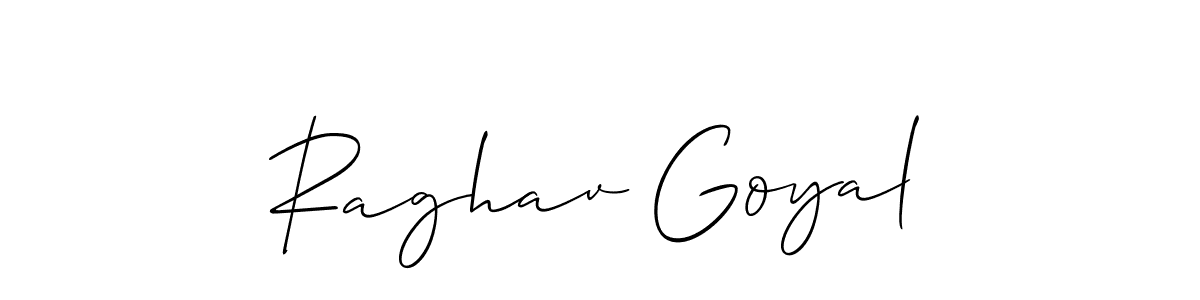 How to make Raghav Goyal name signature. Use Allison_Script style for creating short signs online. This is the latest handwritten sign. Raghav Goyal signature style 2 images and pictures png