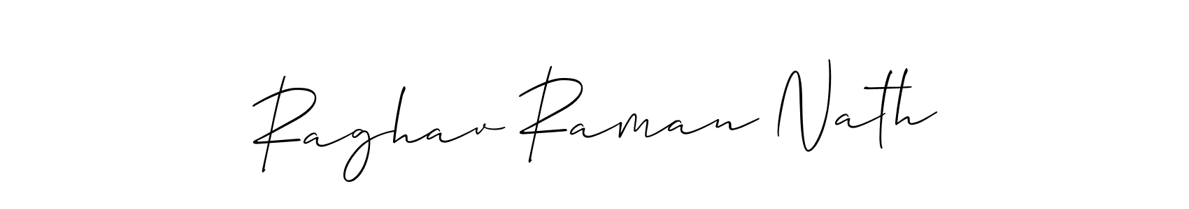 How to make Raghav Raman Nath name signature. Use Allison_Script style for creating short signs online. This is the latest handwritten sign. Raghav Raman Nath signature style 2 images and pictures png
