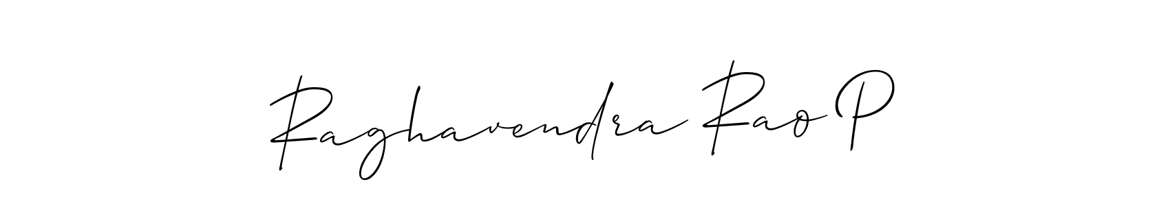 It looks lik you need a new signature style for name Raghavendra Rao P. Design unique handwritten (Allison_Script) signature with our free signature maker in just a few clicks. Raghavendra Rao P signature style 2 images and pictures png