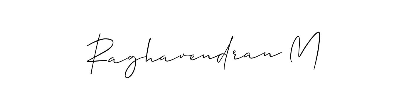 Use a signature maker to create a handwritten signature online. With this signature software, you can design (Allison_Script) your own signature for name Raghavendran M. Raghavendran M signature style 2 images and pictures png