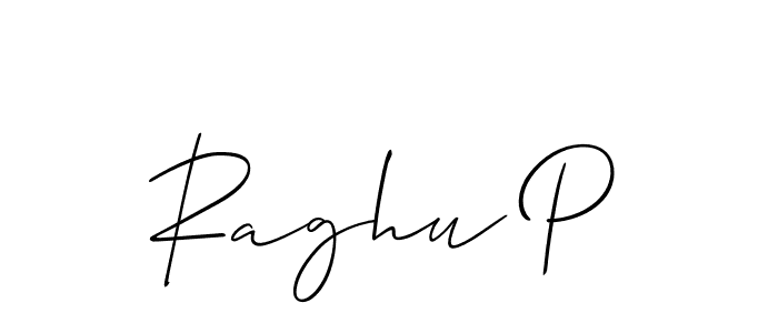 Use a signature maker to create a handwritten signature online. With this signature software, you can design (Allison_Script) your own signature for name Raghu P. Raghu P signature style 2 images and pictures png