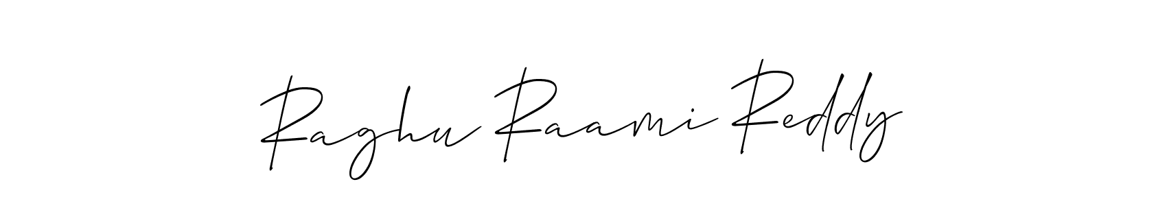 The best way (Allison_Script) to make a short signature is to pick only two or three words in your name. The name Raghu Raami Reddy include a total of six letters. For converting this name. Raghu Raami Reddy signature style 2 images and pictures png