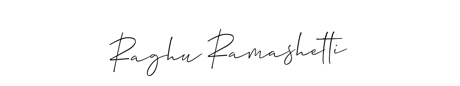 How to make Raghu Ramashetti name signature. Use Allison_Script style for creating short signs online. This is the latest handwritten sign. Raghu Ramashetti signature style 2 images and pictures png