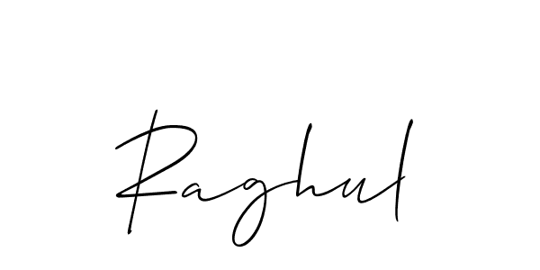 if you are searching for the best signature style for your name Raghul. so please give up your signature search. here we have designed multiple signature styles  using Allison_Script. Raghul signature style 2 images and pictures png