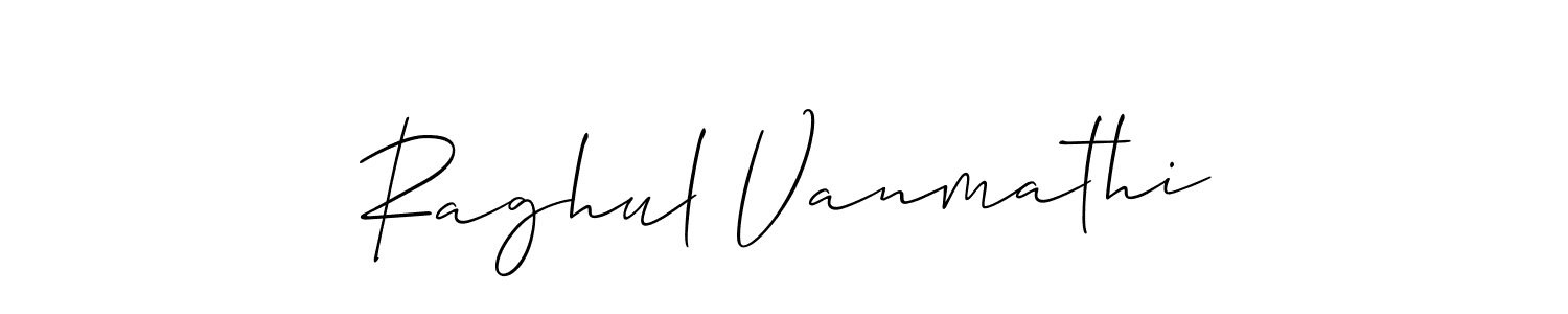 if you are searching for the best signature style for your name Raghul Vanmathi. so please give up your signature search. here we have designed multiple signature styles  using Allison_Script. Raghul Vanmathi signature style 2 images and pictures png