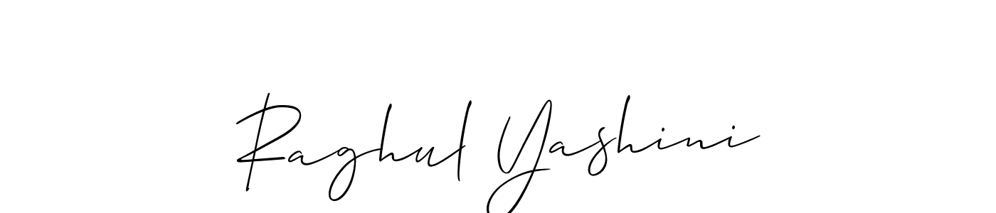 Use a signature maker to create a handwritten signature online. With this signature software, you can design (Allison_Script) your own signature for name Raghul Yashini. Raghul Yashini signature style 2 images and pictures png