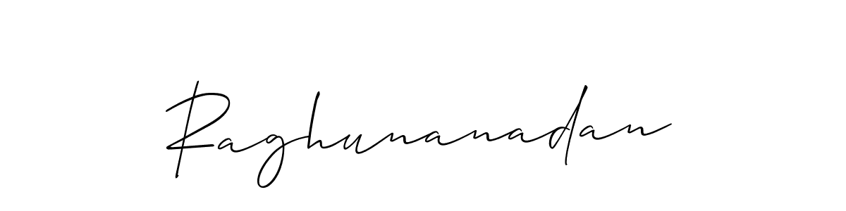 Allison_Script is a professional signature style that is perfect for those who want to add a touch of class to their signature. It is also a great choice for those who want to make their signature more unique. Get Raghunanadan name to fancy signature for free. Raghunanadan signature style 2 images and pictures png