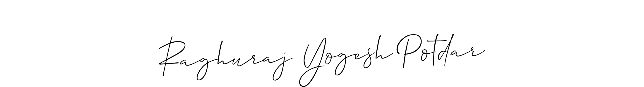 Make a short Raghuraj Yogesh Potdar signature style. Manage your documents anywhere anytime using Allison_Script. Create and add eSignatures, submit forms, share and send files easily. Raghuraj Yogesh Potdar signature style 2 images and pictures png