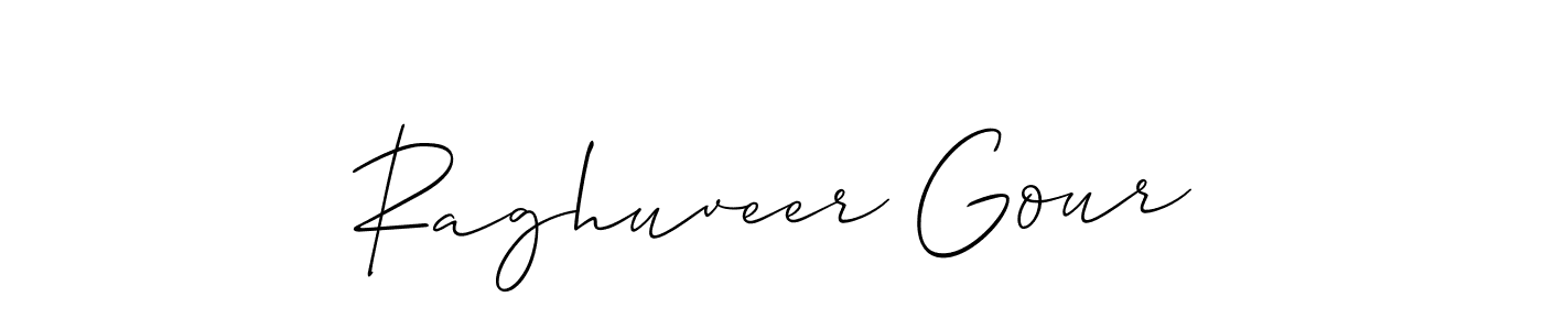 Create a beautiful signature design for name Raghuveer Gour. With this signature (Allison_Script) fonts, you can make a handwritten signature for free. Raghuveer Gour signature style 2 images and pictures png