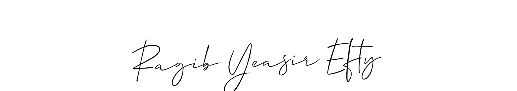 Create a beautiful signature design for name Ragib Yeasir Efty. With this signature (Allison_Script) fonts, you can make a handwritten signature for free. Ragib Yeasir Efty signature style 2 images and pictures png