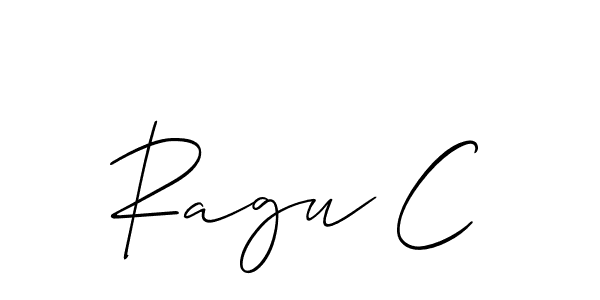 Use a signature maker to create a handwritten signature online. With this signature software, you can design (Allison_Script) your own signature for name Ragu C. Ragu C signature style 2 images and pictures png