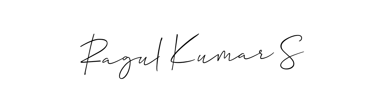 Also You can easily find your signature by using the search form. We will create Ragul Kumar S name handwritten signature images for you free of cost using Allison_Script sign style. Ragul Kumar S signature style 2 images and pictures png