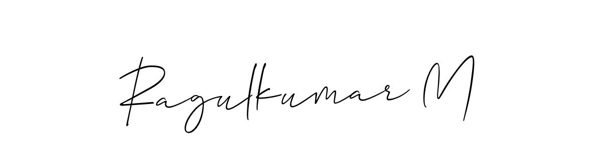 Also we have Ragulkumar M name is the best signature style. Create professional handwritten signature collection using Allison_Script autograph style. Ragulkumar M signature style 2 images and pictures png