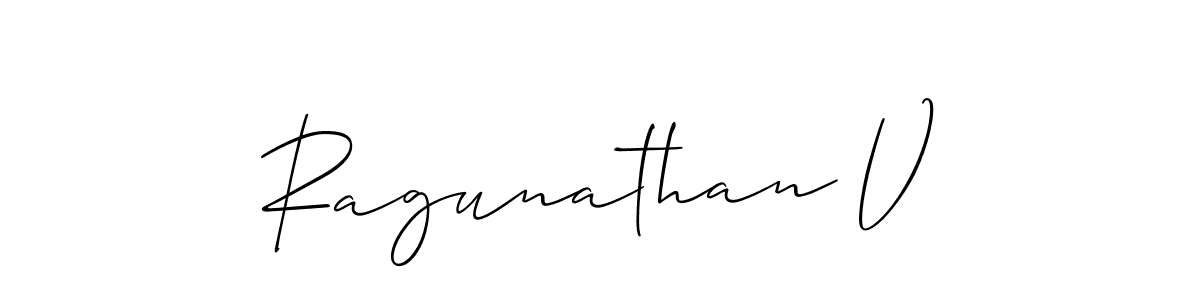 The best way (Allison_Script) to make a short signature is to pick only two or three words in your name. The name Ragunathan V include a total of six letters. For converting this name. Ragunathan V signature style 2 images and pictures png