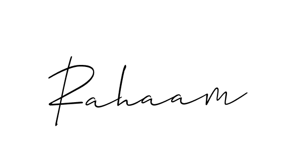Create a beautiful signature design for name Rahaam. With this signature (Allison_Script) fonts, you can make a handwritten signature for free. Rahaam signature style 2 images and pictures png