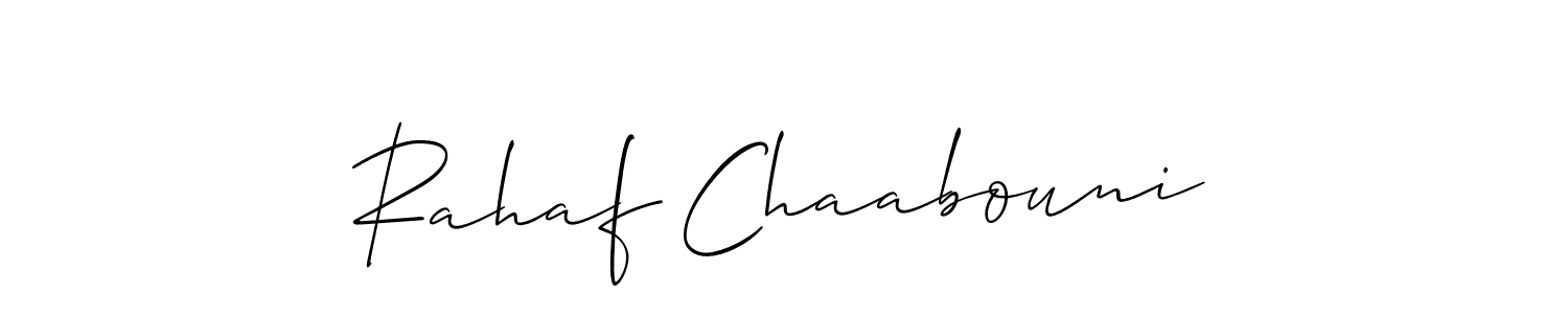 Design your own signature with our free online signature maker. With this signature software, you can create a handwritten (Allison_Script) signature for name Rahaf Chaabouni. Rahaf Chaabouni signature style 2 images and pictures png