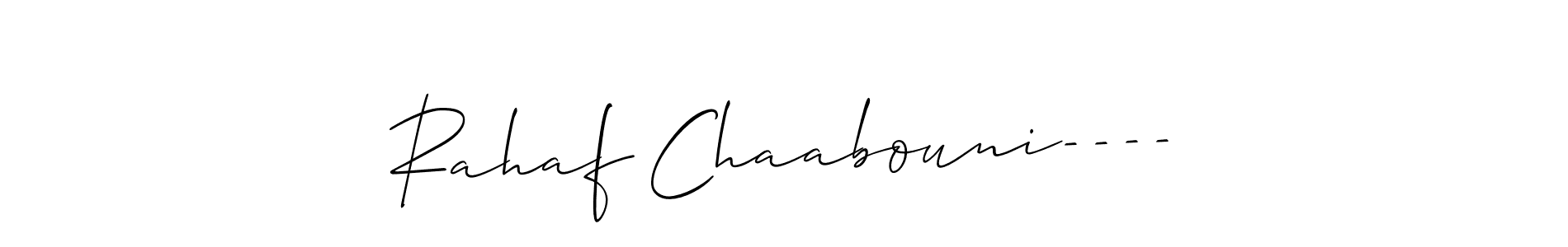Design your own signature with our free online signature maker. With this signature software, you can create a handwritten (Allison_Script) signature for name Rahaf Chaabouni----. Rahaf Chaabouni---- signature style 2 images and pictures png