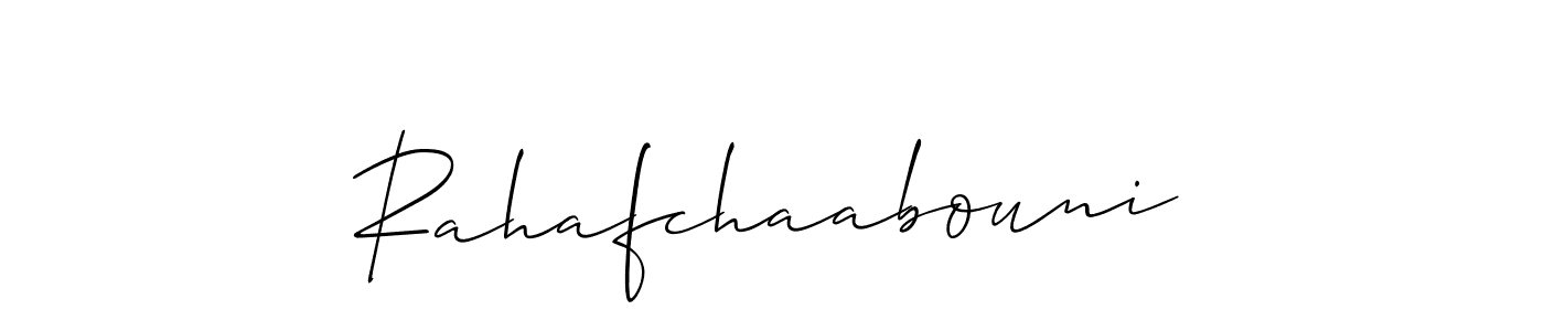 Use a signature maker to create a handwritten signature online. With this signature software, you can design (Allison_Script) your own signature for name Rahafchaabouni. Rahafchaabouni signature style 2 images and pictures png