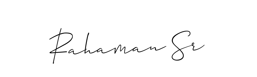 if you are searching for the best signature style for your name Rahaman Sr. so please give up your signature search. here we have designed multiple signature styles  using Allison_Script. Rahaman Sr signature style 2 images and pictures png