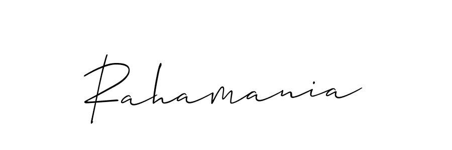 You should practise on your own different ways (Allison_Script) to write your name (Rahamania) in signature. don't let someone else do it for you. Rahamania signature style 2 images and pictures png