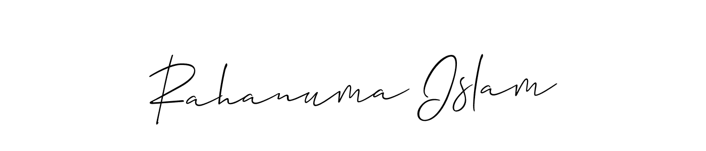 Allison_Script is a professional signature style that is perfect for those who want to add a touch of class to their signature. It is also a great choice for those who want to make their signature more unique. Get Rahanuma Islam name to fancy signature for free. Rahanuma Islam signature style 2 images and pictures png