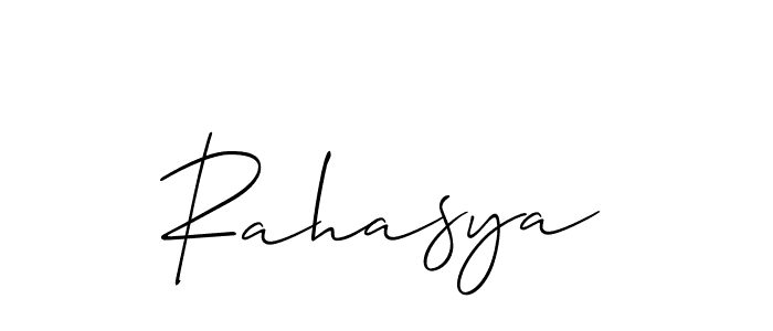 Make a beautiful signature design for name Rahasya. With this signature (Allison_Script) style, you can create a handwritten signature for free. Rahasya signature style 2 images and pictures png