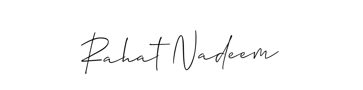 It looks lik you need a new signature style for name Rahat Nadeem. Design unique handwritten (Allison_Script) signature with our free signature maker in just a few clicks. Rahat Nadeem signature style 2 images and pictures png