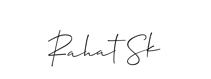 Make a beautiful signature design for name Rahat Sk. With this signature (Allison_Script) style, you can create a handwritten signature for free. Rahat Sk signature style 2 images and pictures png