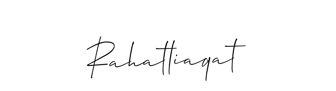 Create a beautiful signature design for name Rahatliaqat. With this signature (Allison_Script) fonts, you can make a handwritten signature for free. Rahatliaqat signature style 2 images and pictures png