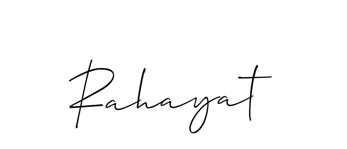 Make a beautiful signature design for name Rahayat. With this signature (Allison_Script) style, you can create a handwritten signature for free. Rahayat signature style 2 images and pictures png