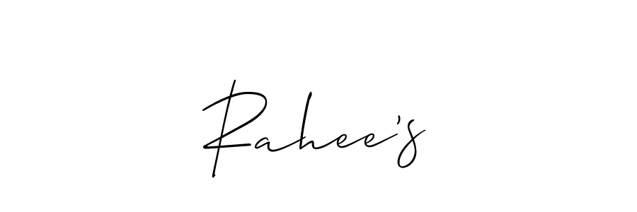 Create a beautiful signature design for name Rahee’s. With this signature (Allison_Script) fonts, you can make a handwritten signature for free. Rahee’s signature style 2 images and pictures png