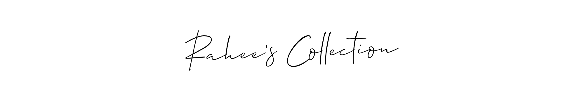 if you are searching for the best signature style for your name Rahee’s Collection. so please give up your signature search. here we have designed multiple signature styles  using Allison_Script. Rahee’s Collection signature style 2 images and pictures png