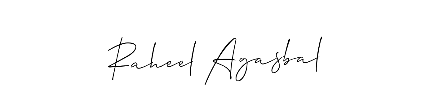 Use a signature maker to create a handwritten signature online. With this signature software, you can design (Allison_Script) your own signature for name Raheel Agasbal. Raheel Agasbal signature style 2 images and pictures png