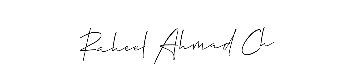 Also we have Raheel Ahmad Ch name is the best signature style. Create professional handwritten signature collection using Allison_Script autograph style. Raheel Ahmad Ch signature style 2 images and pictures png