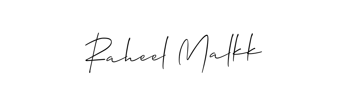 How to make Raheel Malkk name signature. Use Allison_Script style for creating short signs online. This is the latest handwritten sign. Raheel Malkk signature style 2 images and pictures png