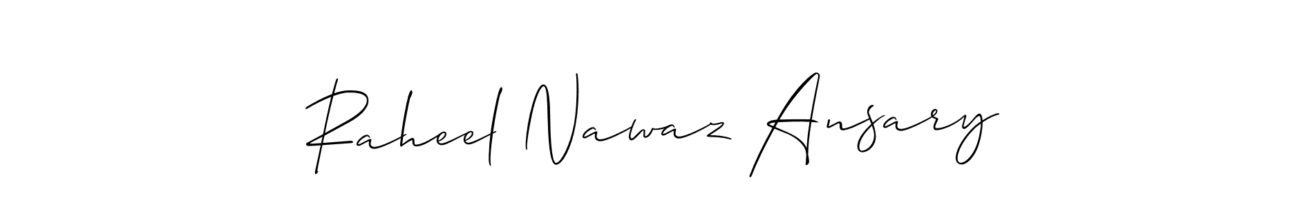 Also we have Raheel Nawaz Ansary name is the best signature style. Create professional handwritten signature collection using Allison_Script autograph style. Raheel Nawaz Ansary signature style 2 images and pictures png